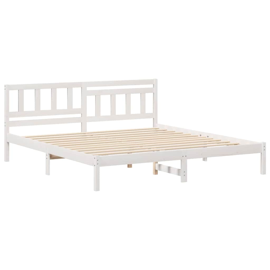 Sengestamme med hodegjerde Hvit 200 x 200 cm Heltre furu