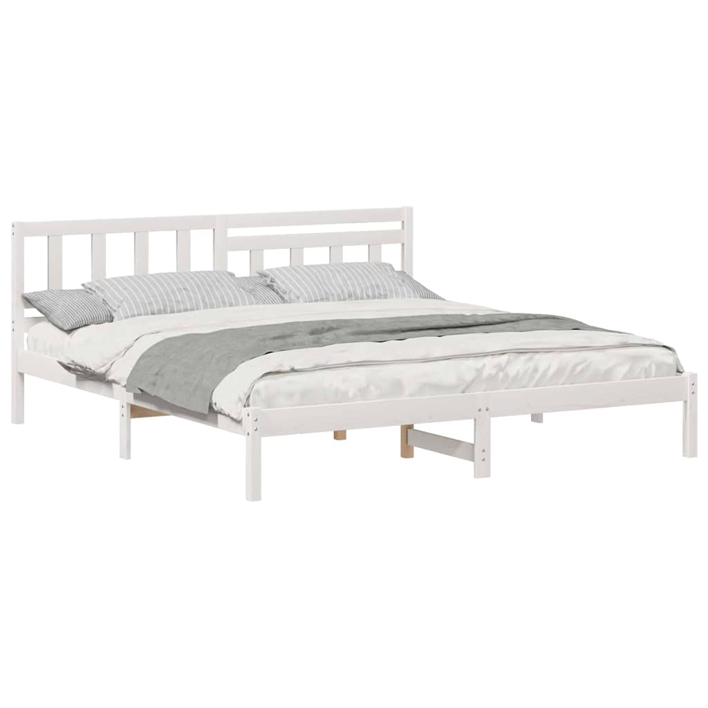 Sengestamme med hodegjerde Hvit 200 x 200 cm Heltre furu