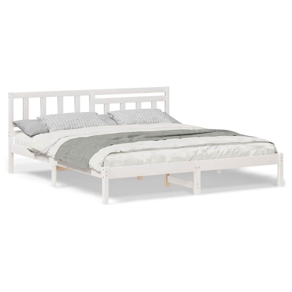 Sengestamme med hodegjerde Hvit 200 x 200 cm Heltre furu