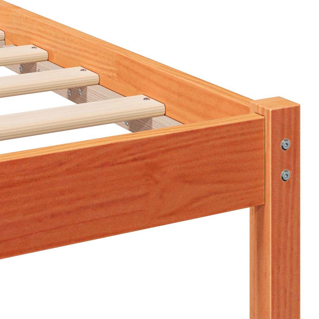 Sengestamme med hodegjerde Vokset Brun 200 x 200 cm Massiv furu