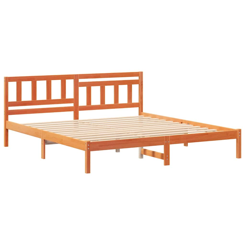 Sengestamme med hodegjerde Voksbrun 200 x 200 cm Heltre furu