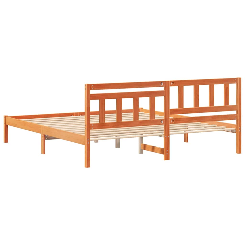 Sengestamme med hodegjerde Vokset Brun 200 x 200 cm Massiv furu