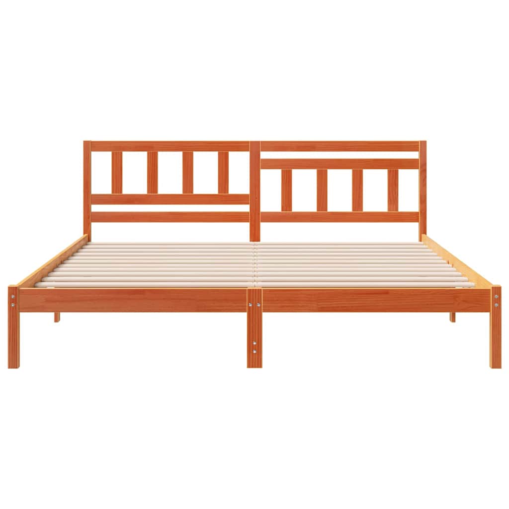 Sengestamme med hodegjerde Voksbrun 200 x 200 cm Heltre furu