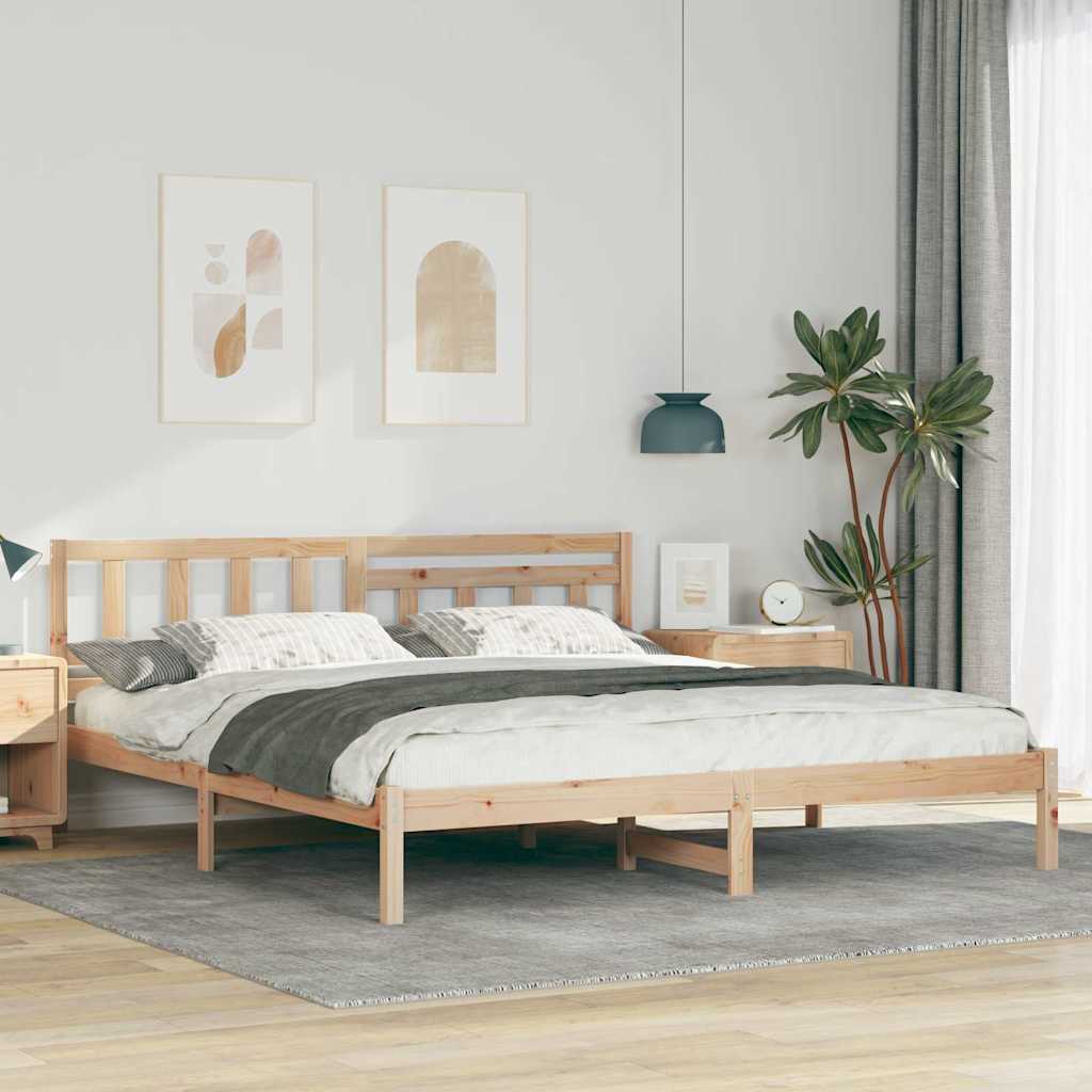 Sengestamme med hodegjerde Brun 180 x 200 cm Massiv furu