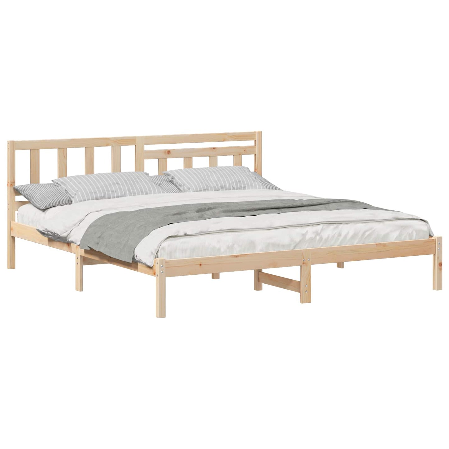 Sengestamme med hodegjerde Brun 180 x 200 cm Massiv furu