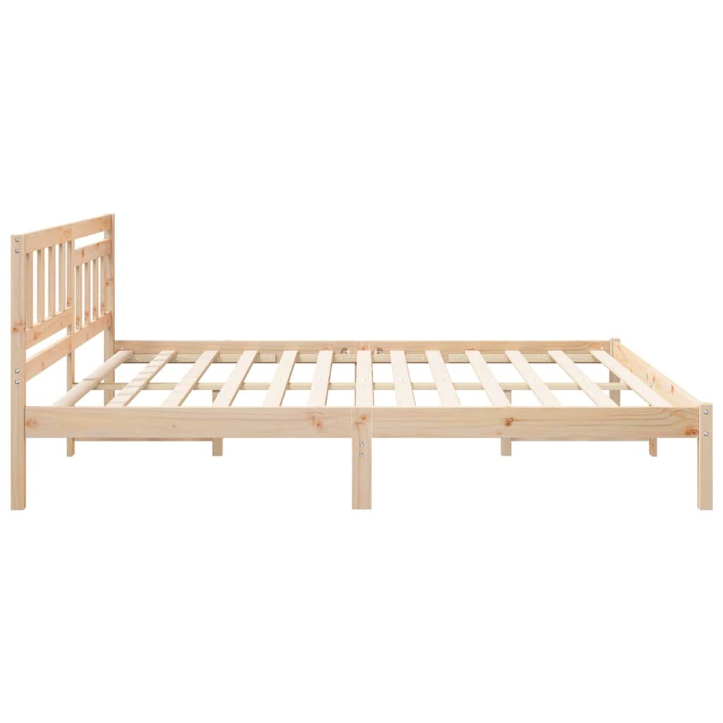 Sengestamme med hodegjerde Brun 180 x 200 cm Massiv furu