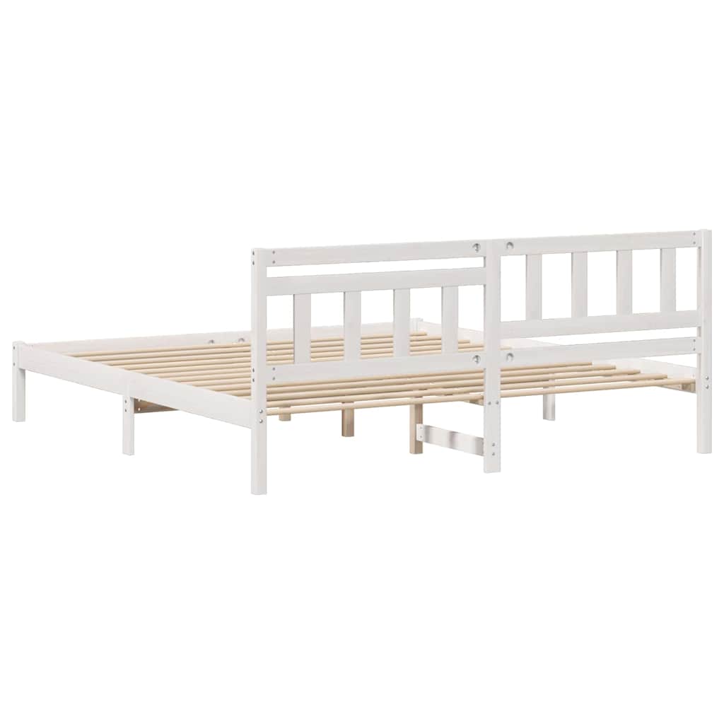 Sengestamme med hodegjerde Hvit 180 x 200 cm Massiv furu
