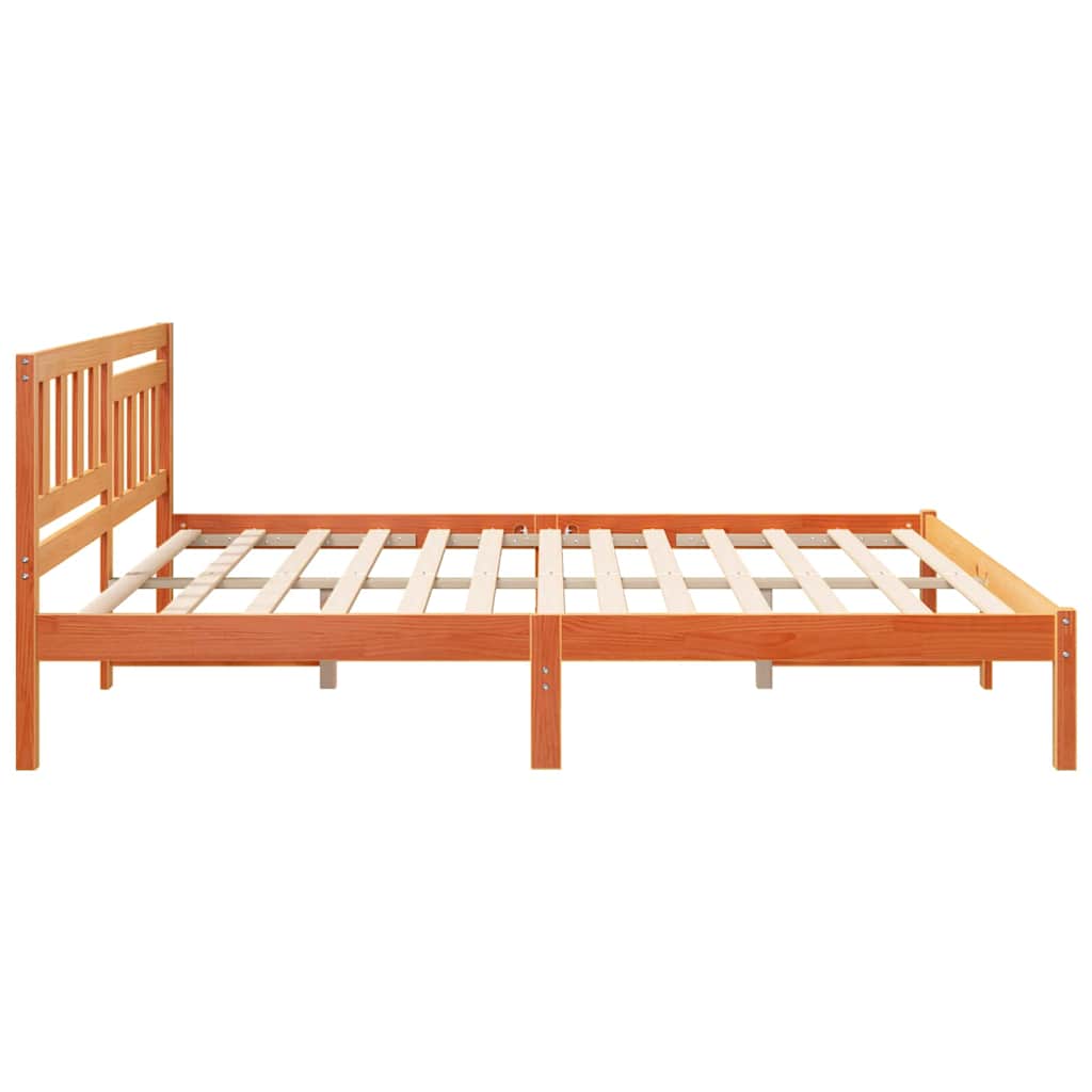 Sengestamme med hodegjerde Voksbrun 180 x 200 cm Heltre furu