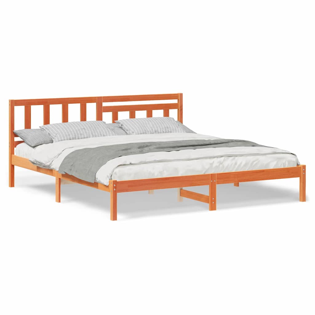Sengestamme med hodegjerde Voksbrun 180 x 200 cm Heltre furu