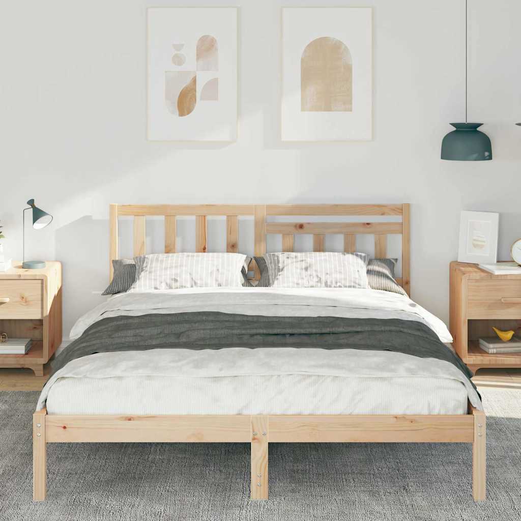 Sengestamme med hodegjerde Brun 160 x 200 cm Massiv furu