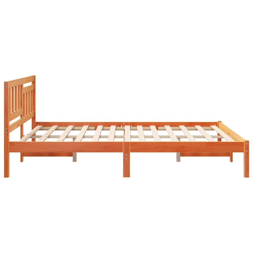 Sengestamme med hodegjerde Voksbrun 160 x 200 cm Heltre furu