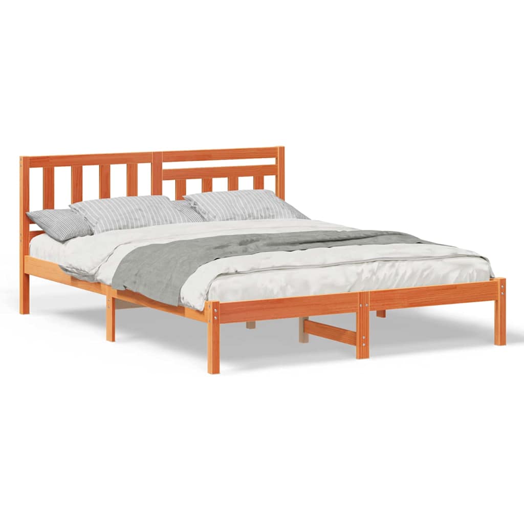 Sengestamme med hodegjerde Voksbrun 160 x 200 cm Heltre furu