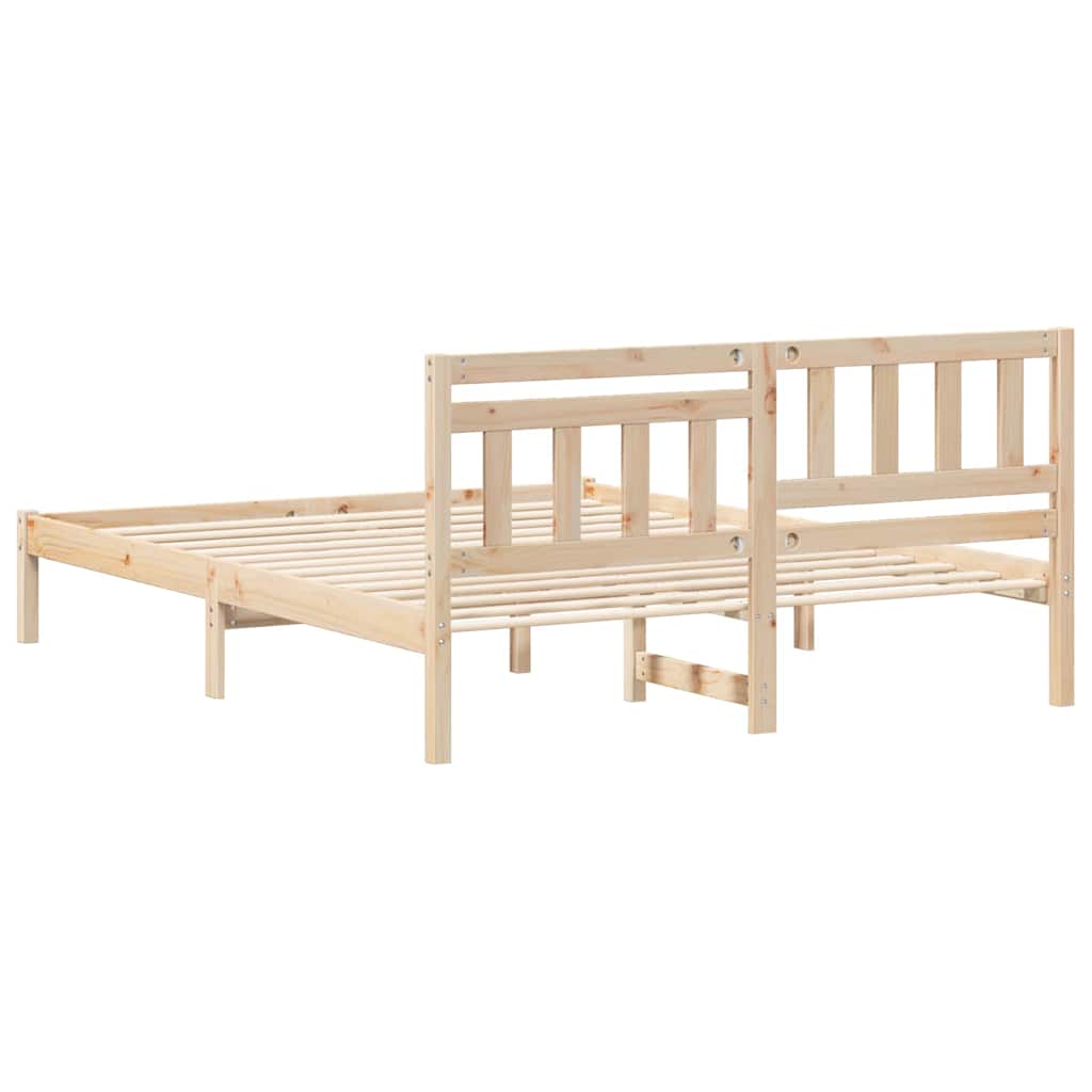 Sengestamme med hodegjerde Brun 150 x 200 cm Massiv furu