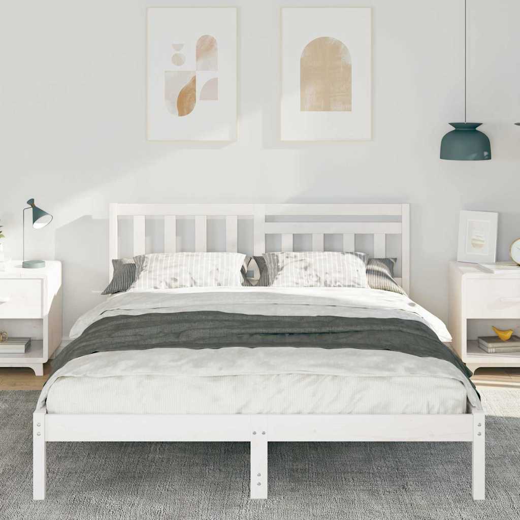 Sengestamme med hodegjerde Hvit 150 x 200 cm Heltre furu