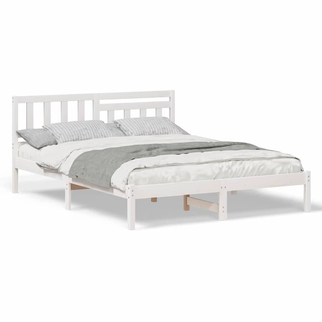 Sengestamme med hodegjerde Hvit 150 x 200 cm Heltre furu