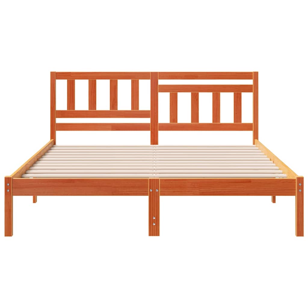 Sengestamme med hodegjerde Vokset Brun 150 x 200 cm Massiv furu