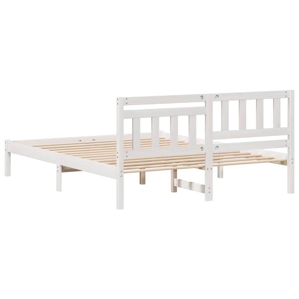 Sengestamme med hodegjerde Hvit 140 x 200 cm Massiv furu
