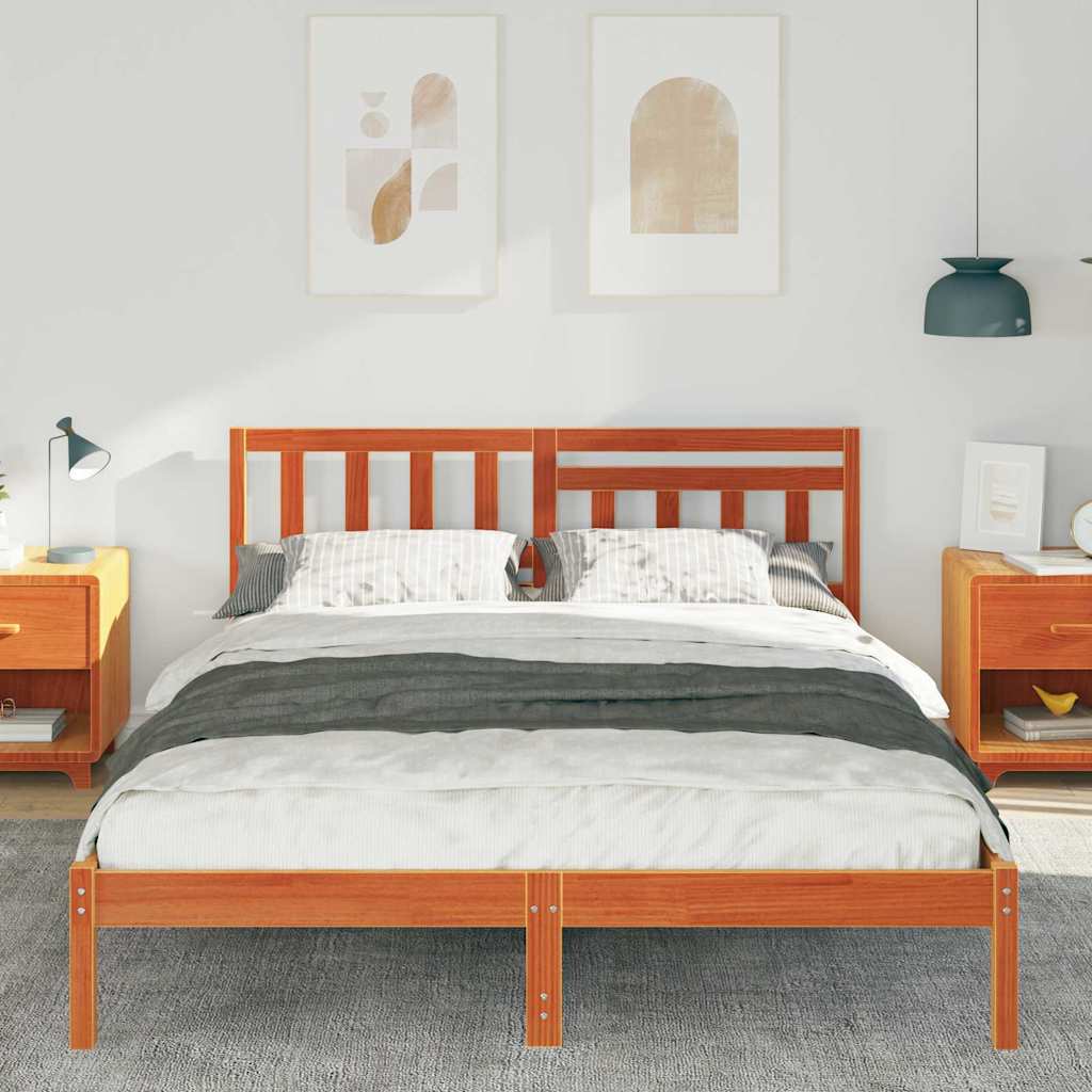 Sengestamme med hodegjerde Vokset Brun 140 x 200 cm Massiv furu