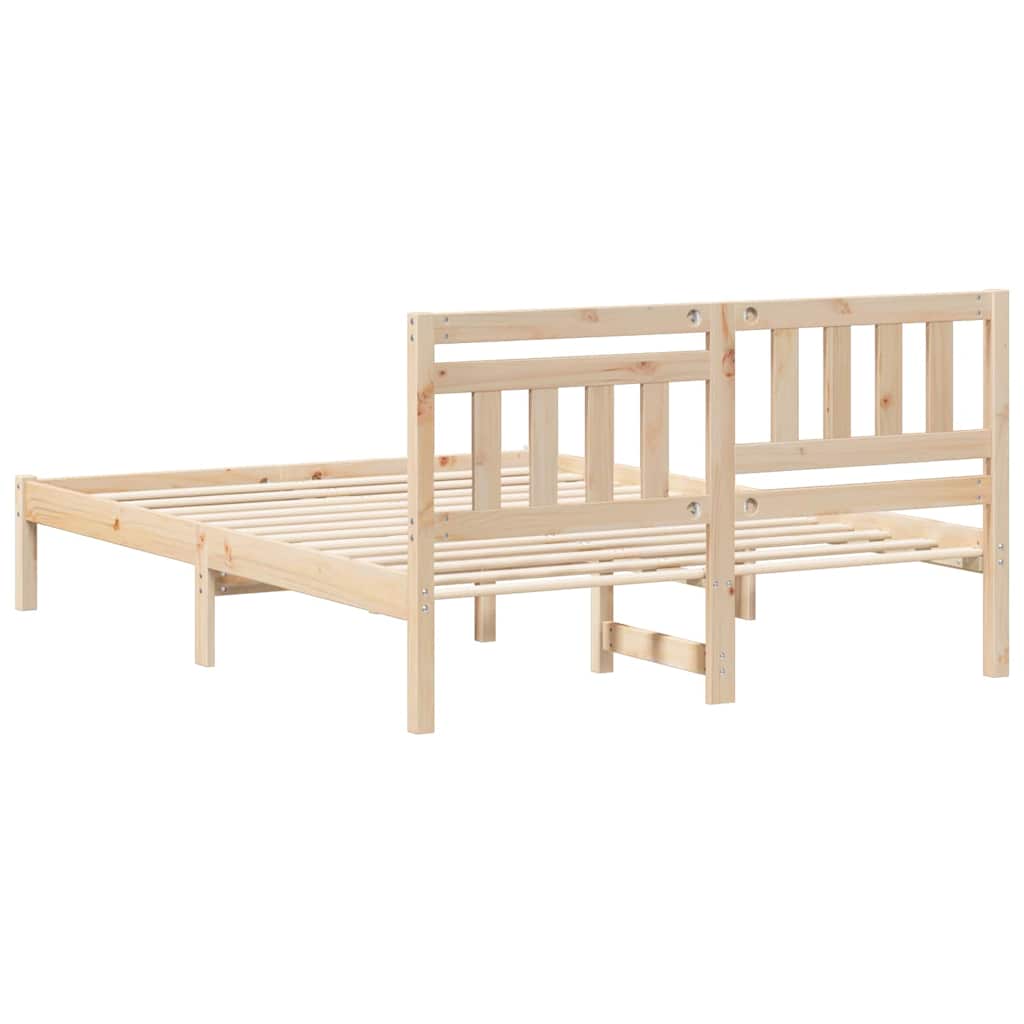 Sengestamme med hodegjerde Brun 120 x 200 cm Massiv furu