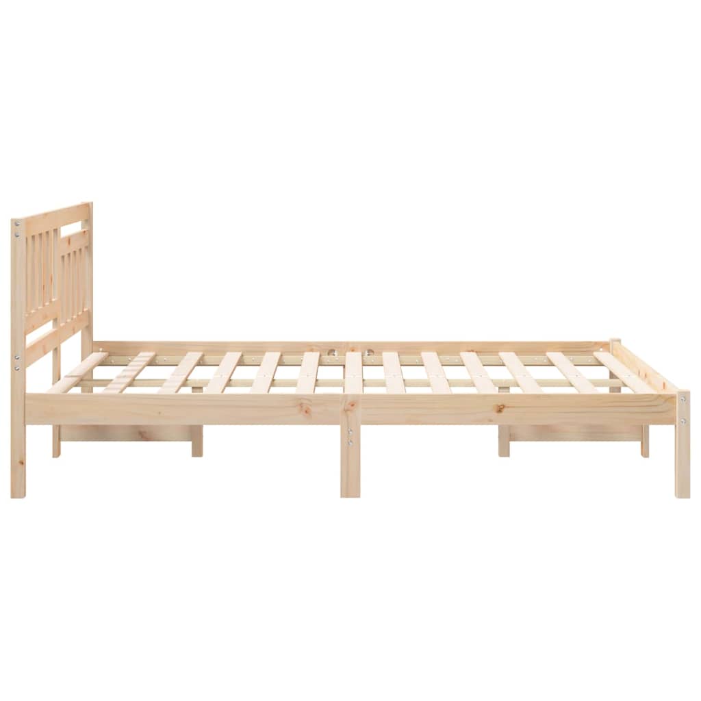 Sengestamme med hodegjerde Brun 140 x 190 cm Massiv furu