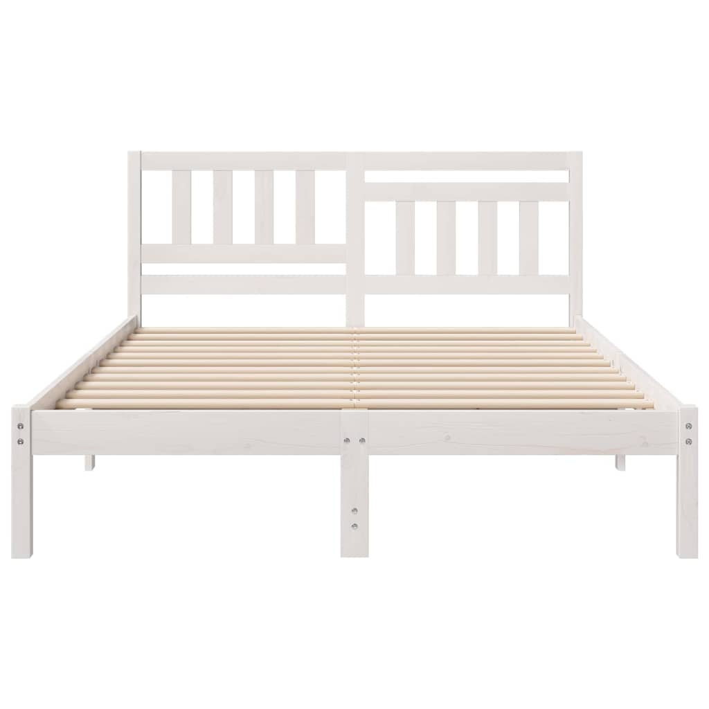 Sengestamme med hodegjerde Hvit 140 x 190 cm Massiv furu