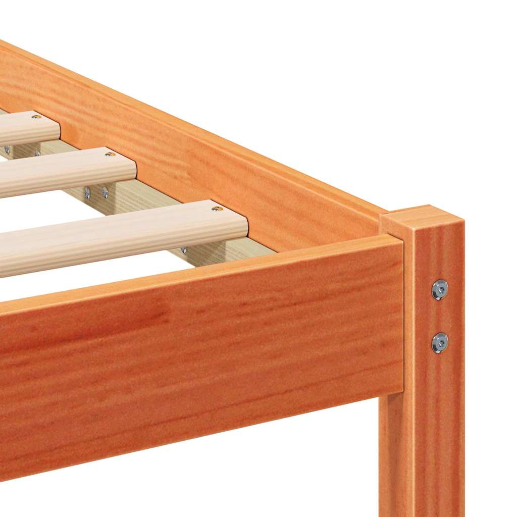 Sengestamme med hodegjerde Vokset Brun 140 x 190 cm Massiv furu