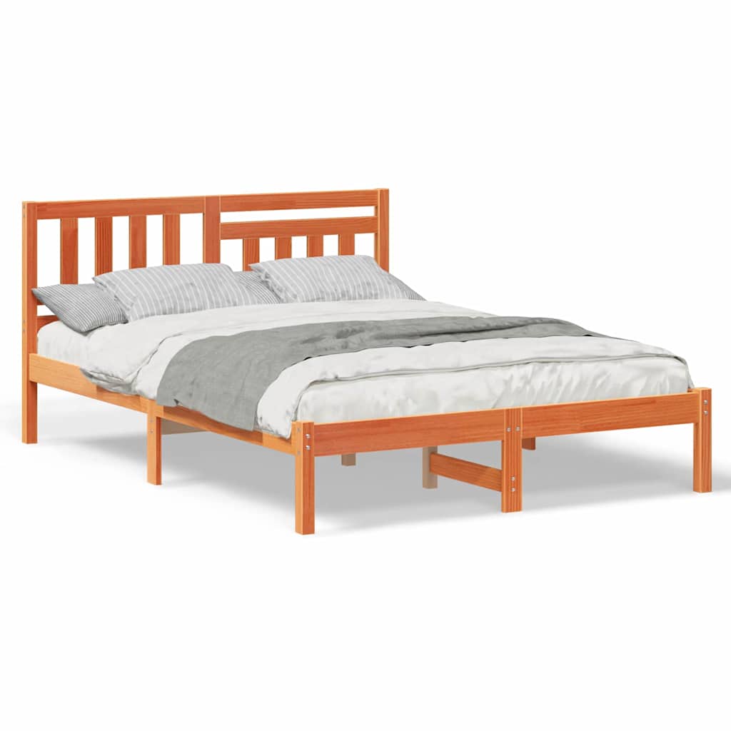 Sengestamme med hodegjerde Voksbrun 140 x 190 cm Heltre furu
