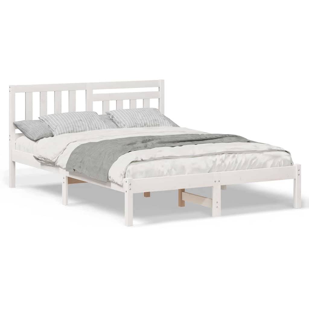 Sengestamme med hodegjerde Hvit 135 x 190 cm Heltre furu