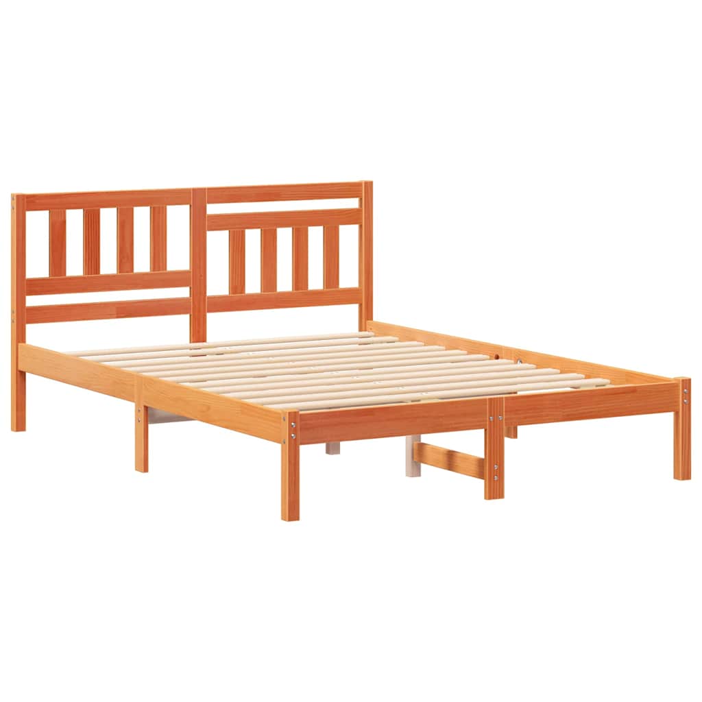 Sengestamme med hodegjerde Voksbrun 135 x 190 cm Heltre furu