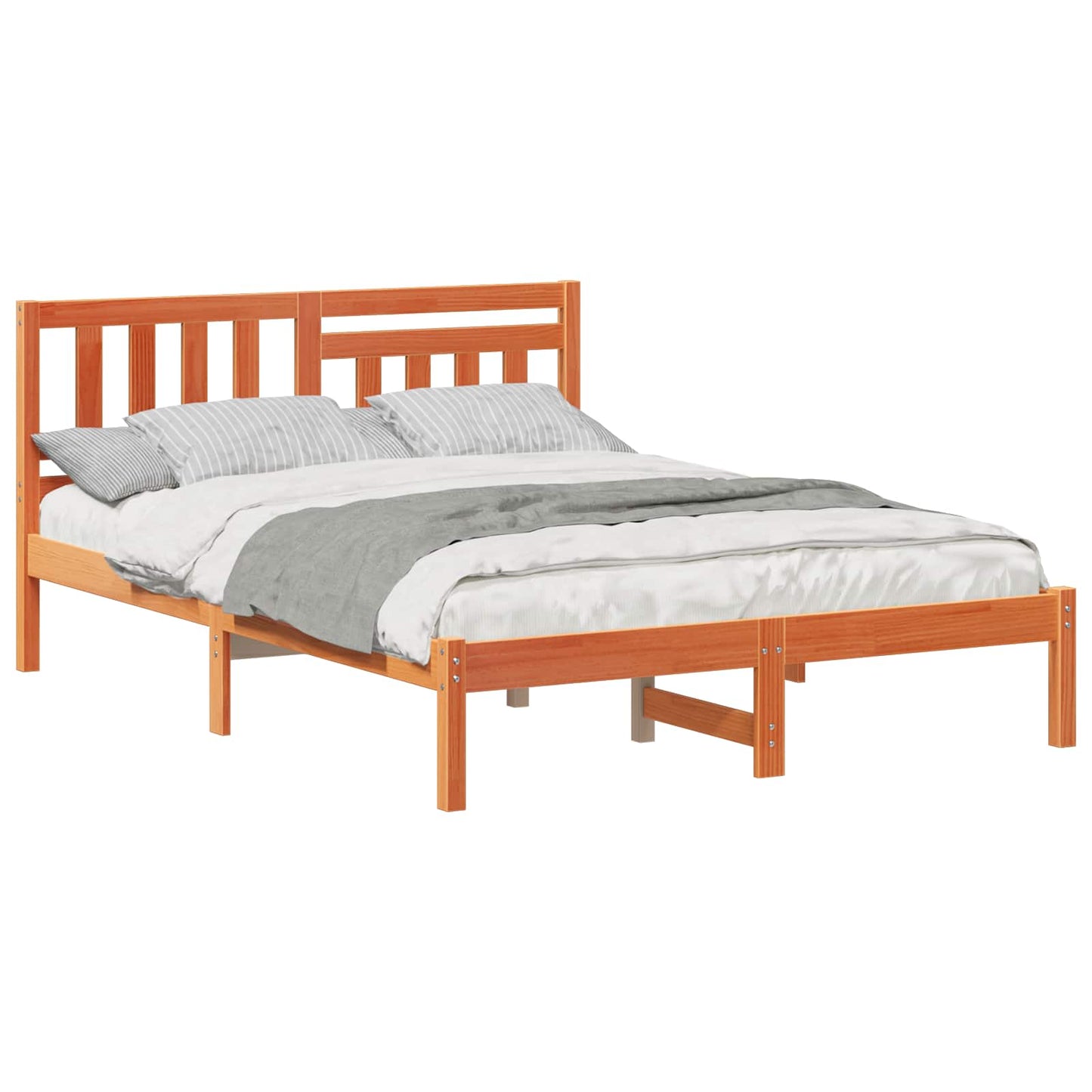 Sengestamme med hodegjerde Voksbrun 135 x 190 cm Heltre furu