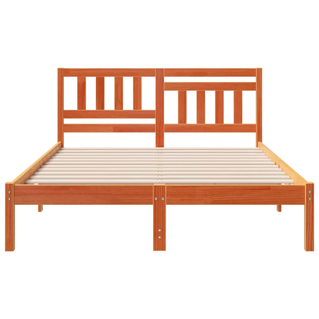 Sengestamme med hodegjerde Voksbrun 135 x 190 cm Heltre furu
