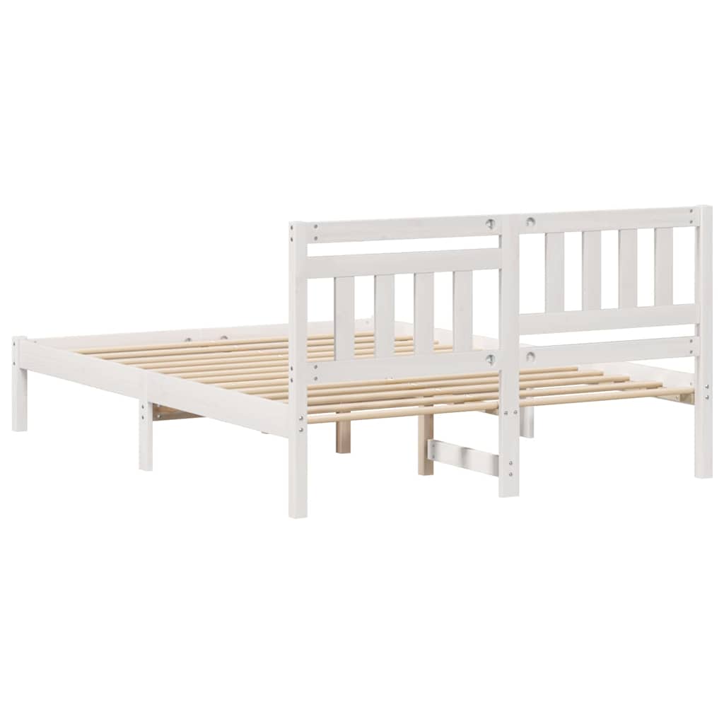 Sengestamme med hodegjerde Hvit 120 x 190 cm Massiv furu