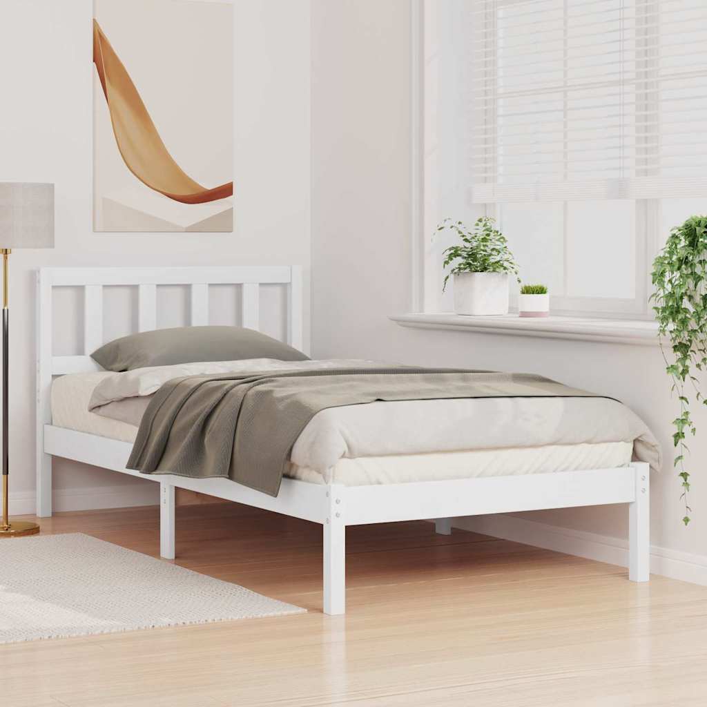 Sengestamme med hodegjerde Hvit 80 x 200 cm Massiv furu