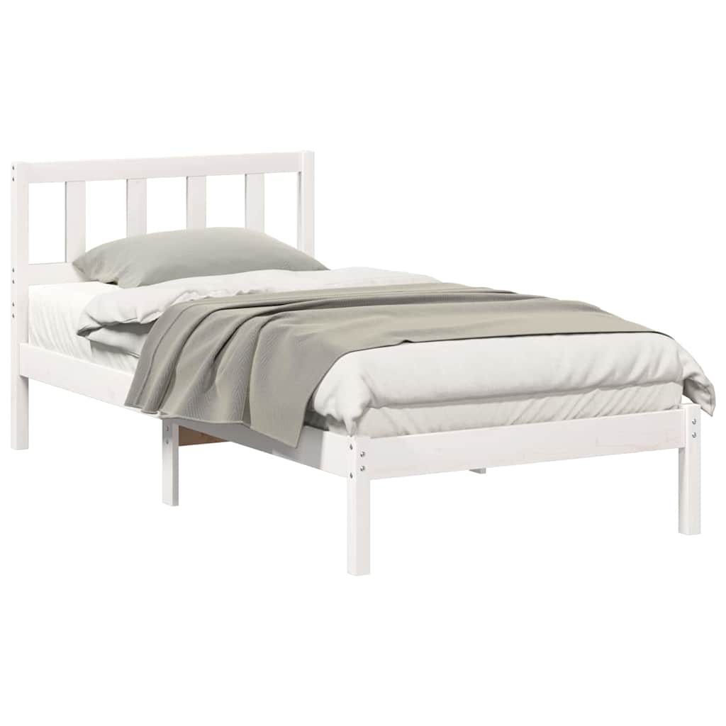Sengestamme med hodegjerde Hvit 80 x 200 cm Heltre furu