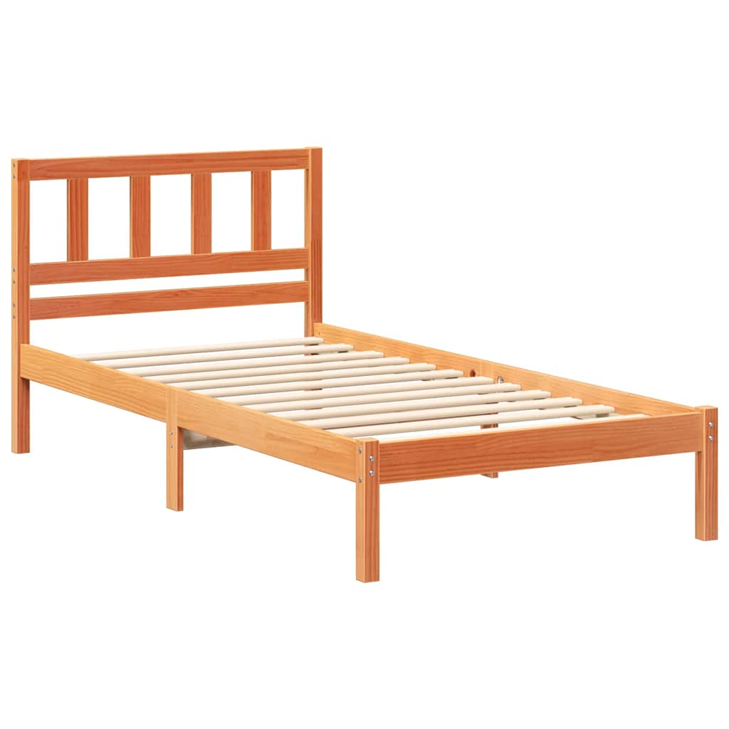 Sengestamme med hodegjerde Voksbrun 100 x 200 cm Heltre furu