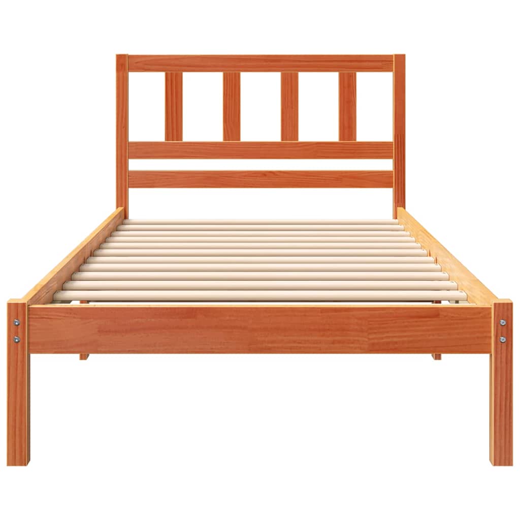 Sengestamme med hodegjerde Voksbrun 100 x 200 cm Heltre furu