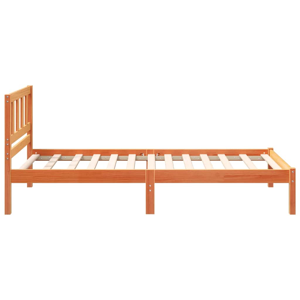 Sengestamme med hodegjerde Voksbrun 100 x 200 cm Heltre furu