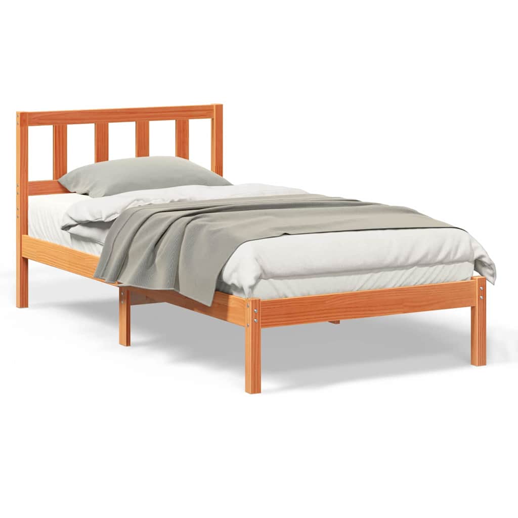 Sengestamme med hodegjerde Voksbrun 100 x 200 cm Heltre furu
