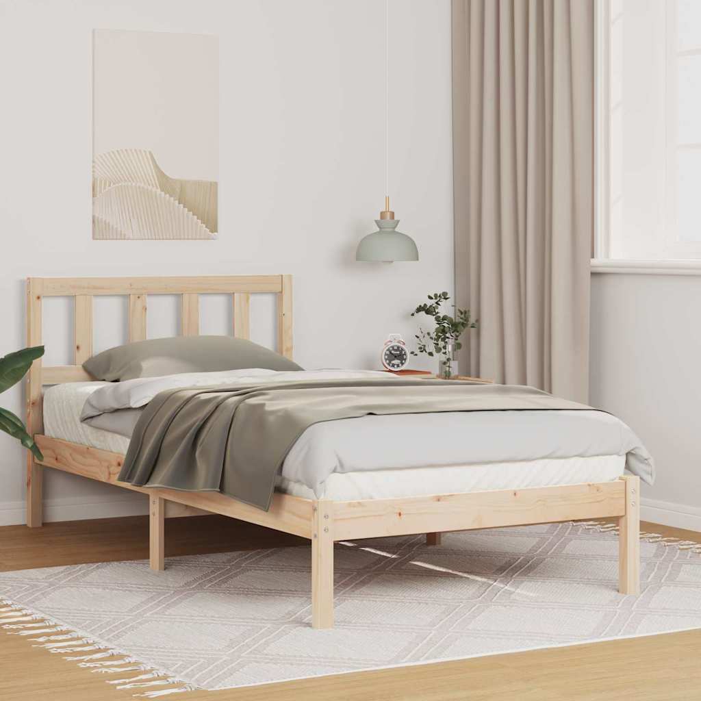 Sengestamme med hodegjerde Brun 90 x 190 cm Massiv furu