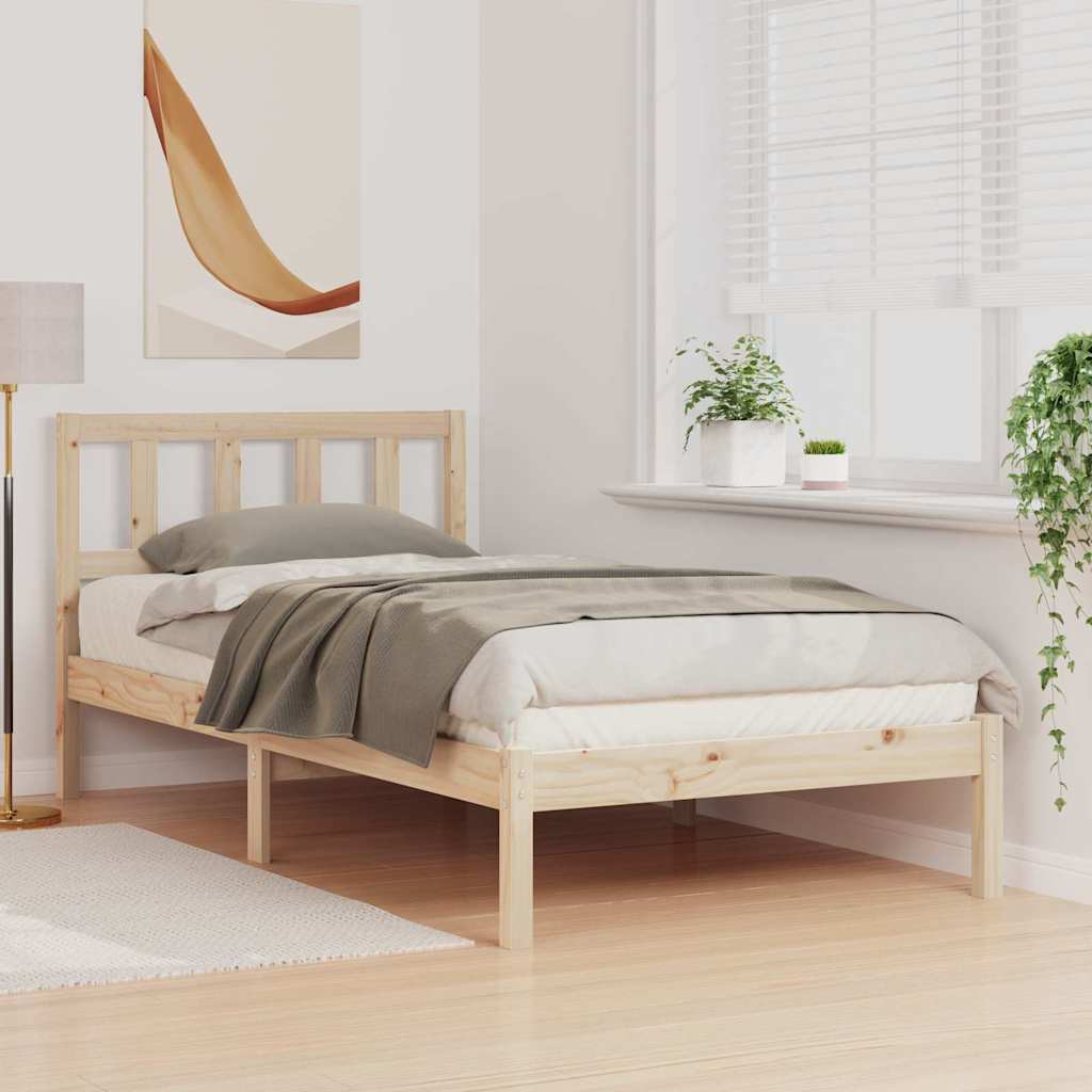 Sengestamme med hodegjerde Brun 90 x 190 cm Massiv furu