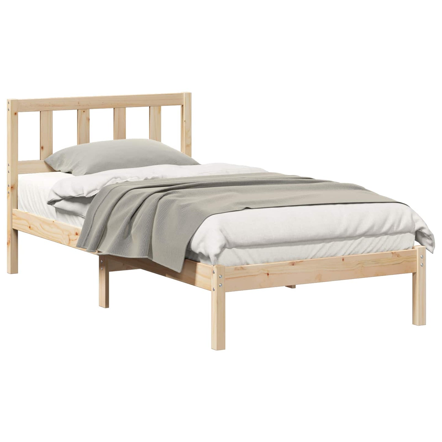 Sengestamme med hodegjerde Brun 90 x 190 cm Massiv furu