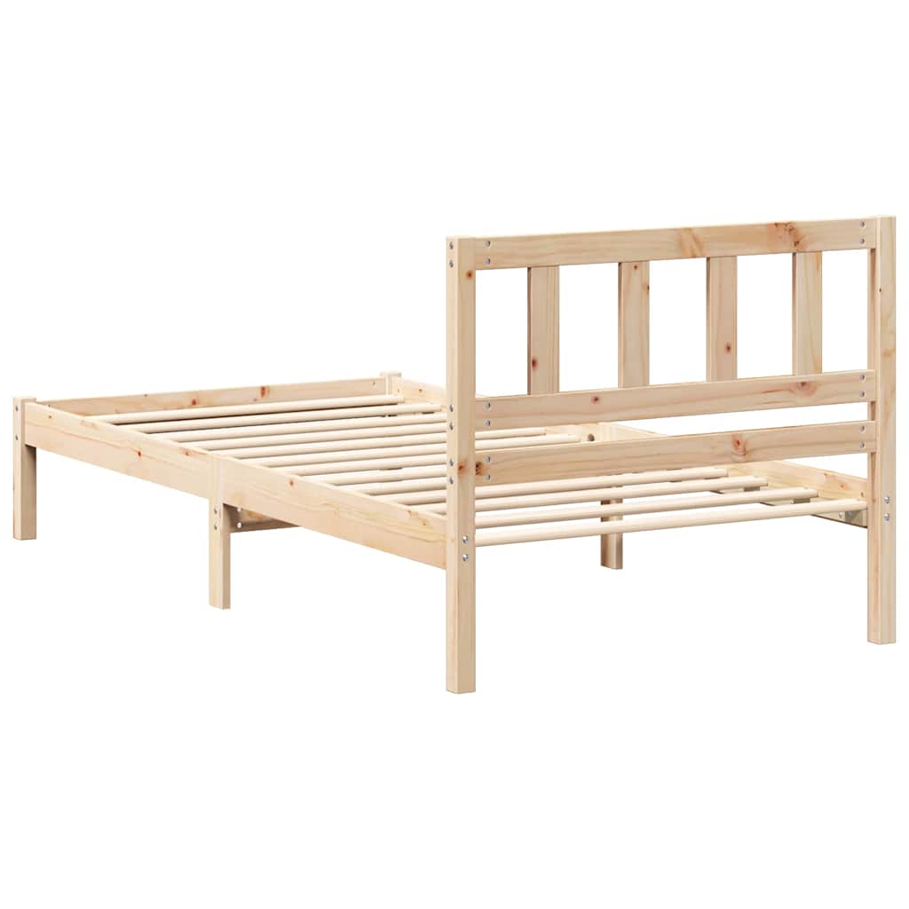Sengestamme med hodegjerde Brun 90 x 190 cm Massiv furu