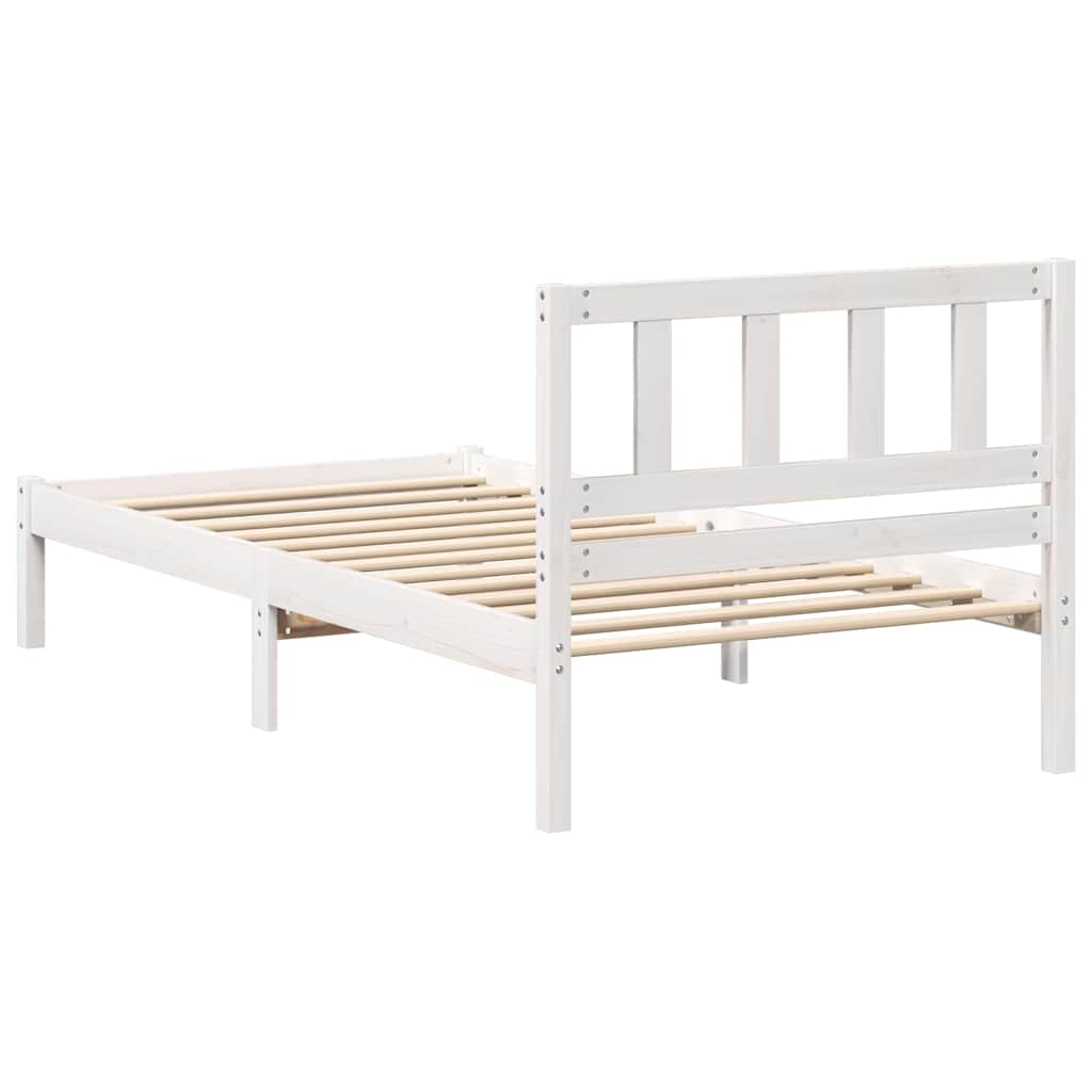 Sengestamme med hodegjerde Hvit 75 x 190 cm Massiv furu