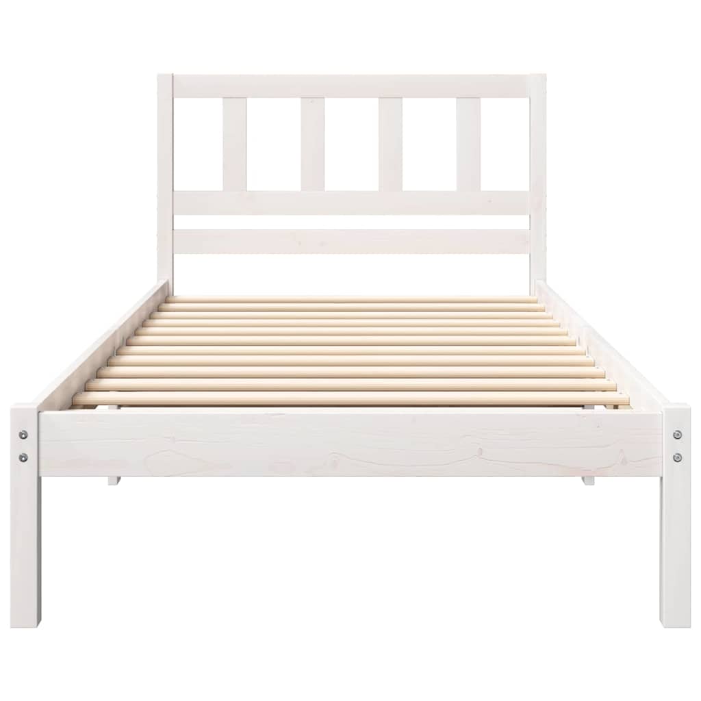 Sengestamme med hodegjerde Hvit 75 x 190 cm Heltre furu