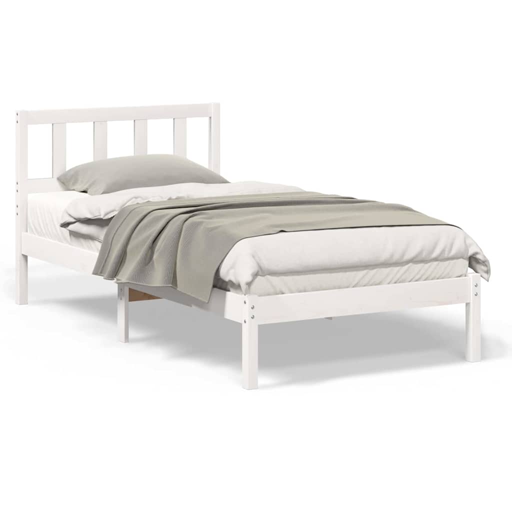 Sengestamme med hodegjerde Hvit 75 x 190 cm Heltre furu