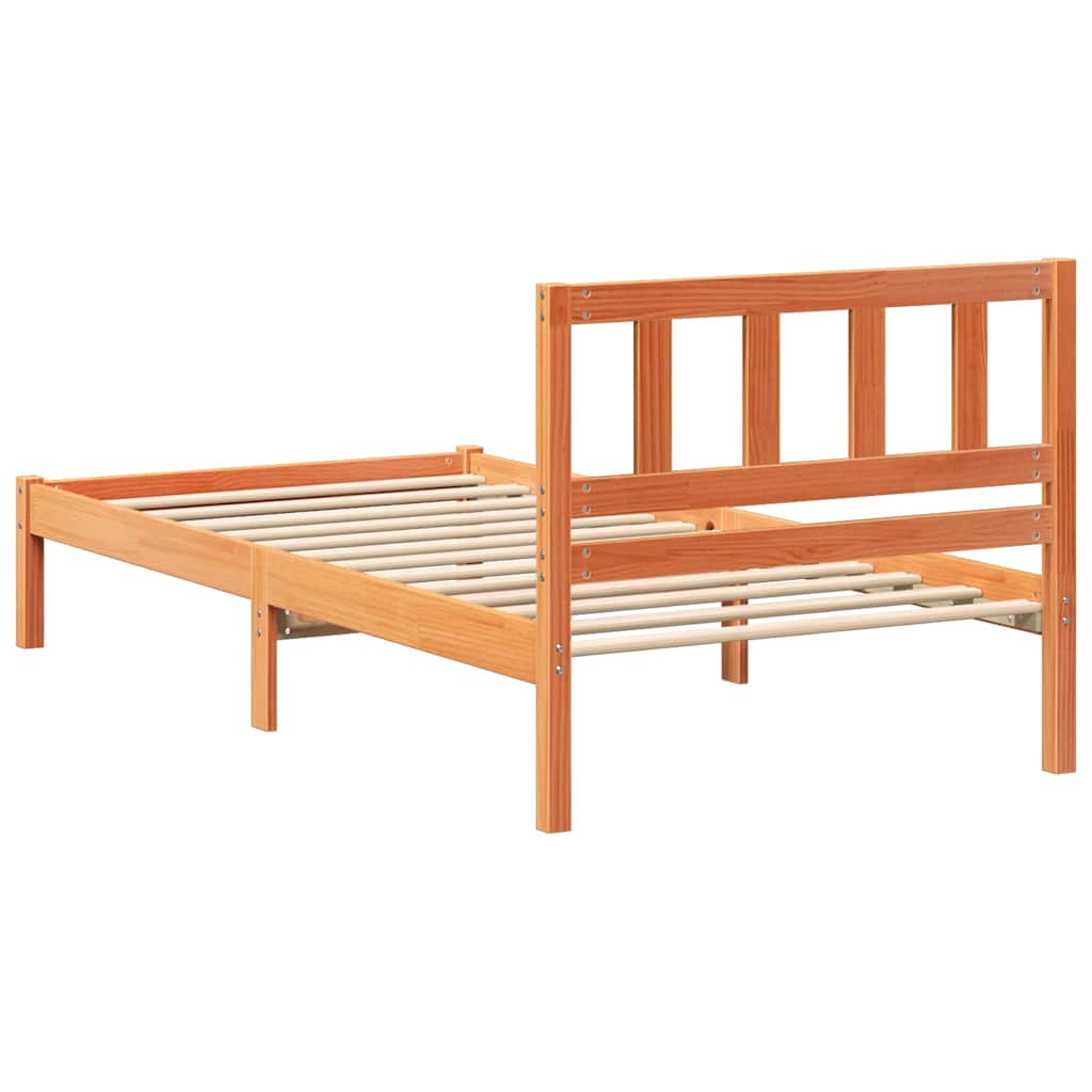 Sengestamme med hodegjerde Vokset Brun 75 x 190 cm Massiv furu