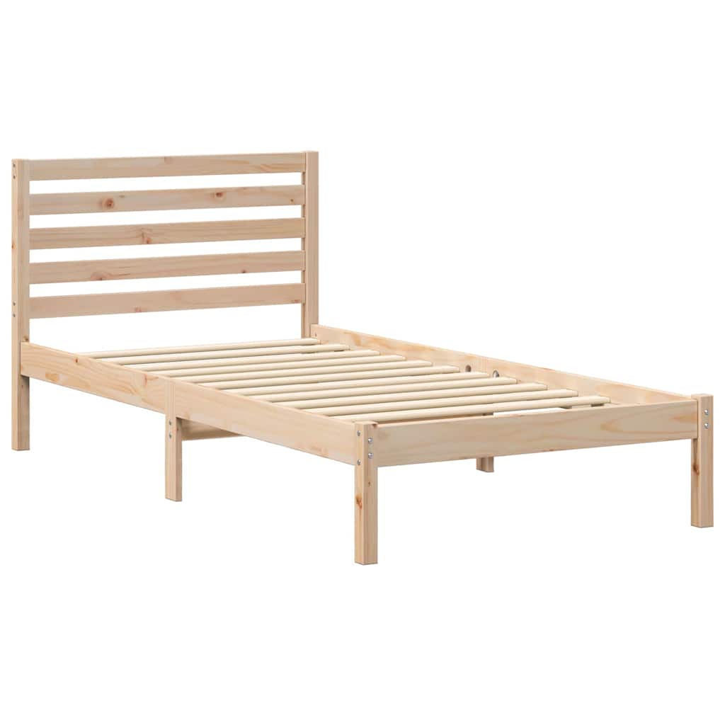 Sengestamme med hodegjerde Brun 80 x 200 cm Massiv furu