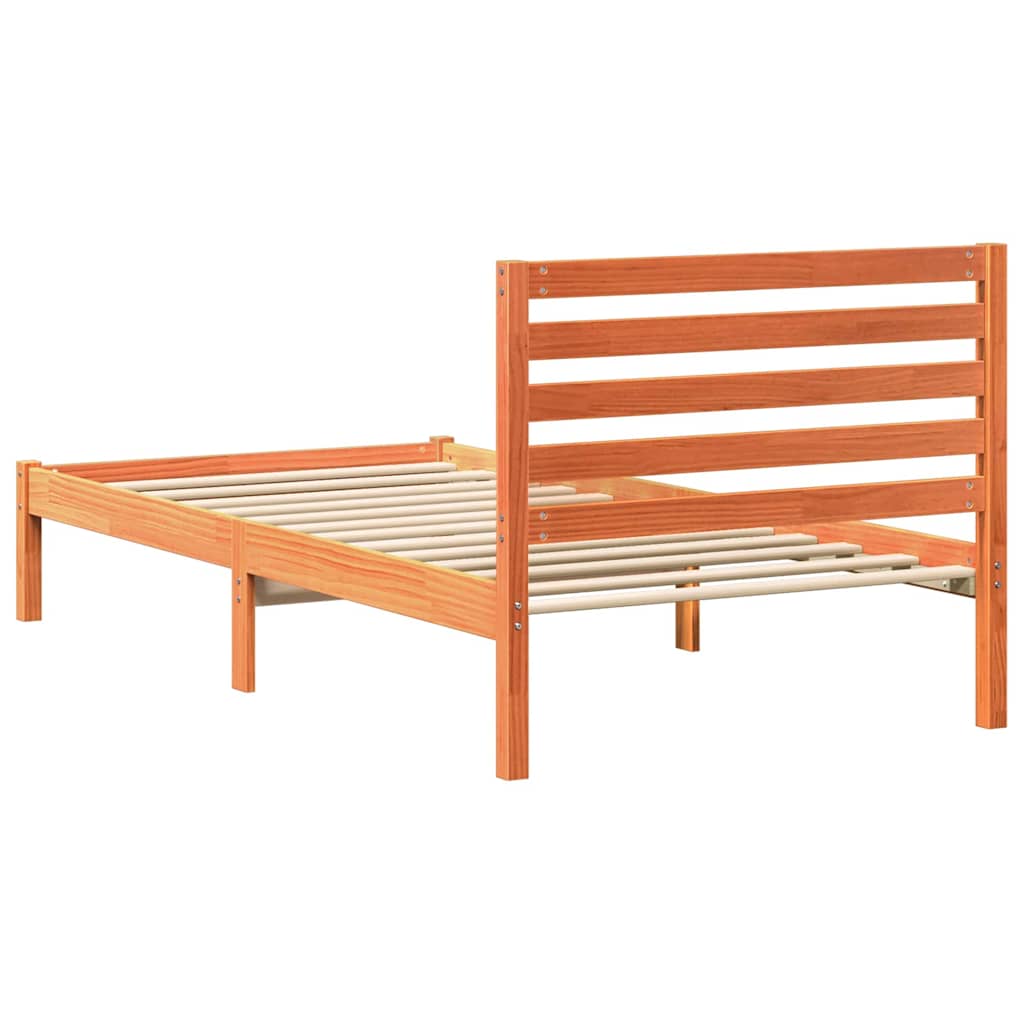 Sengestamme med hodegjerde Voksbrun 100 x 200 cm Heltre furu