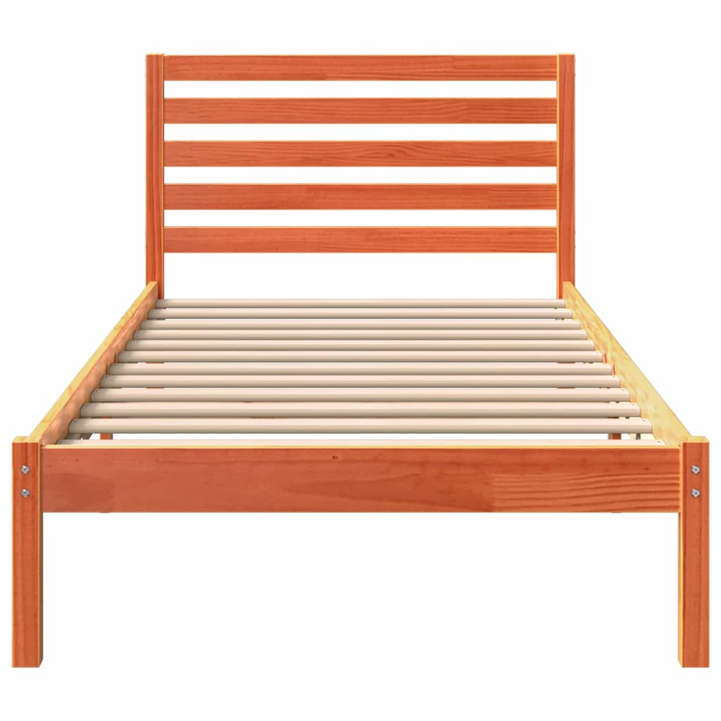 Sengestamme med hodegjerde Voksbrun 100 x 200 cm Heltre furu