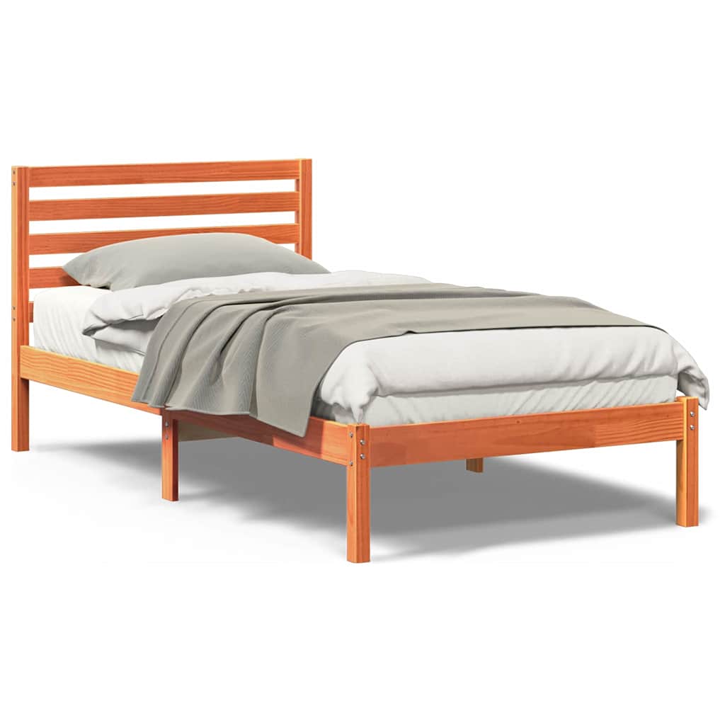 Sengestamme med hodegjerde Voksbrun 100 x 200 cm Heltre furu